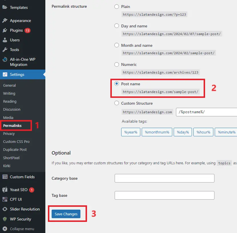 วิธี Save permalinks ใน WordPress