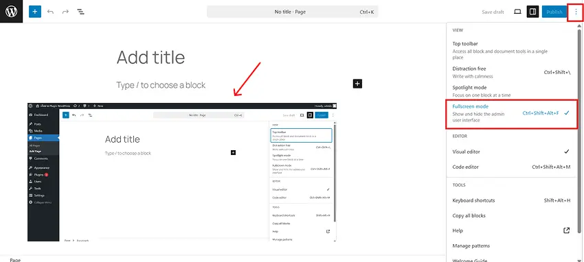 วิธีออกจากโหมด Fullscreen mode ใน WordPress วิธีออกจากโหมด Fullscreen mode ใน WordPress