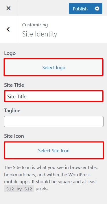 การตั้งค่า Site Identity