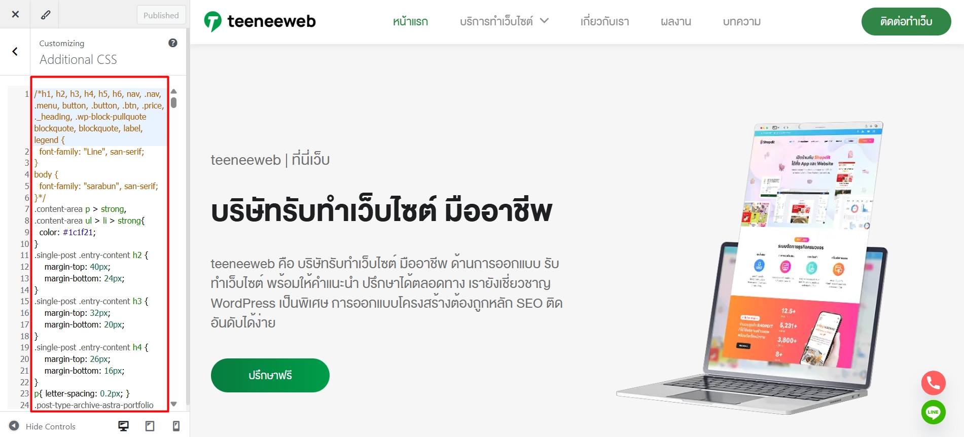 การเขียน Custom CSS